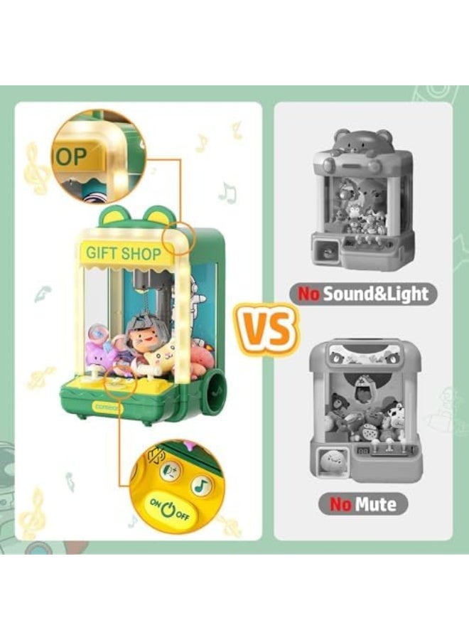 ماكينة قطف الألعاب على الطاولة، ماكينة بيع الحلوى الصغيرة، ألعاب توزيع الجوائز، ماكينة قطف إلكترونية مع صوت ولعبة مخلب، مناسبة للأطفال الأولاد والبنات، تتضمن 10 دمى محشوة و10 ألعاب صغيرة (خضراء) - Image 4