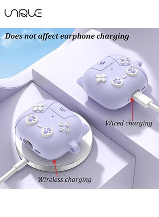 لغطاء سماعة AirPods 4 - حقيبة سماعة رأس على شكل أذن Cat ، حافظة أرجوانية - مع حبل على شكل أذن Cat ، مصممة لسماعات AirPods 4 - بنفسجي - view 5