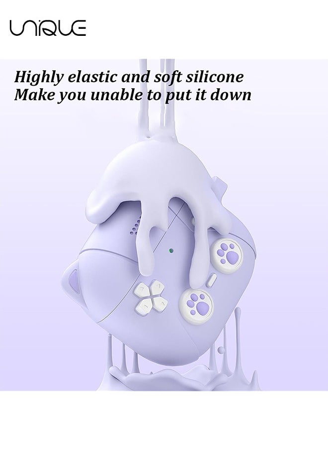 Unique For AirPods 4 Headphone Case - Cat Ear Shape Headphone Case, Purple Case - With Cat Ear Shape Lanyard, Designed for AirPods 4 - Purple  - Image 2
