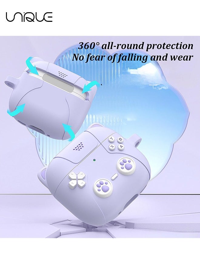 Unique For AirPods 4 Headphone Case - Cat Ear Shape Headphone Case, Purple Case - With Cat Ear Shape Lanyard, Designed for AirPods 4 - Purple  - Image 4