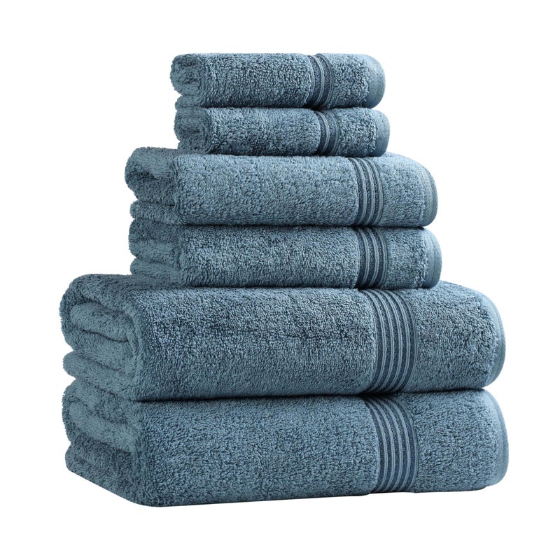 Superior Egyptian Cotton 6Piece Towel Set Bathroom Essentials Towels For Bathroom Apartment Airbnb Guest Bath Face Hand Bath Towels Washcloths Absorbent Fast Drying Sapphire - Image 2