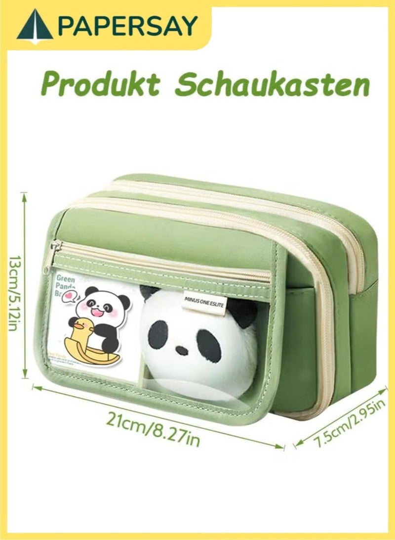 PAPERSAY 9-Layer Large Capacity Pencil Case Organizer - Cute Animal Panda Design, Green, for School & Office (Boys, Girls, Teenagers) - Image 2
