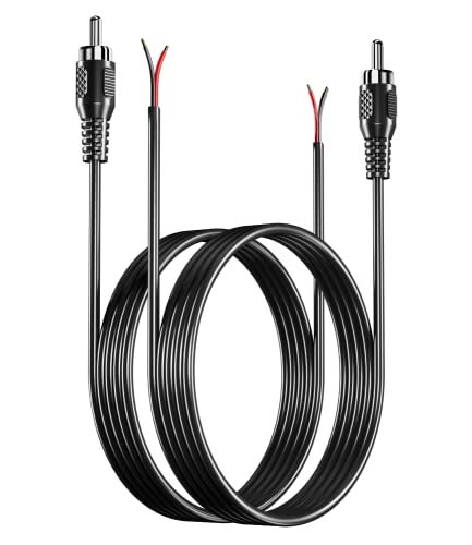 BERLAT RCA to Speaker Wire Adapter, Speaker Bare Wire Cables to RCA Plugs Adapter Repair Speake Cord for Speakers Amplifier Audio Video AV Receivers （2 Pack 20AWG 6.6 ft） - Image 1