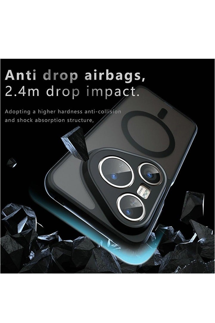 Magnetic Case for Huawei Pura 80 Ultra 5G, Frosted Translucent Back Protective Slim Phone Cover, Anti-Fingerprints, Anti-Fall Drop Protection, Shockproof Case for Huawei Pura 80 Ultra 5G (Black) - Image 2