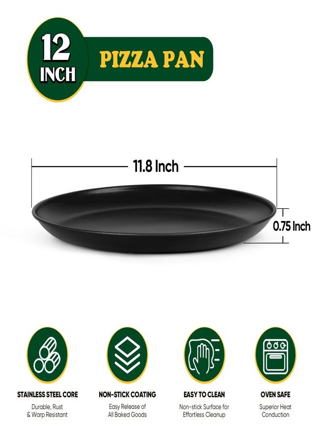 إي-فار طقم صواني بيتزا من إي-فار مقاس 12 بوصة (قطعتان)، صينية بيتزا غير لاصقة، صينية خبز دائرية معدنية للفرن، متينة وذات قلب من الفولاذ المقاوم للصدأ - Image 2
