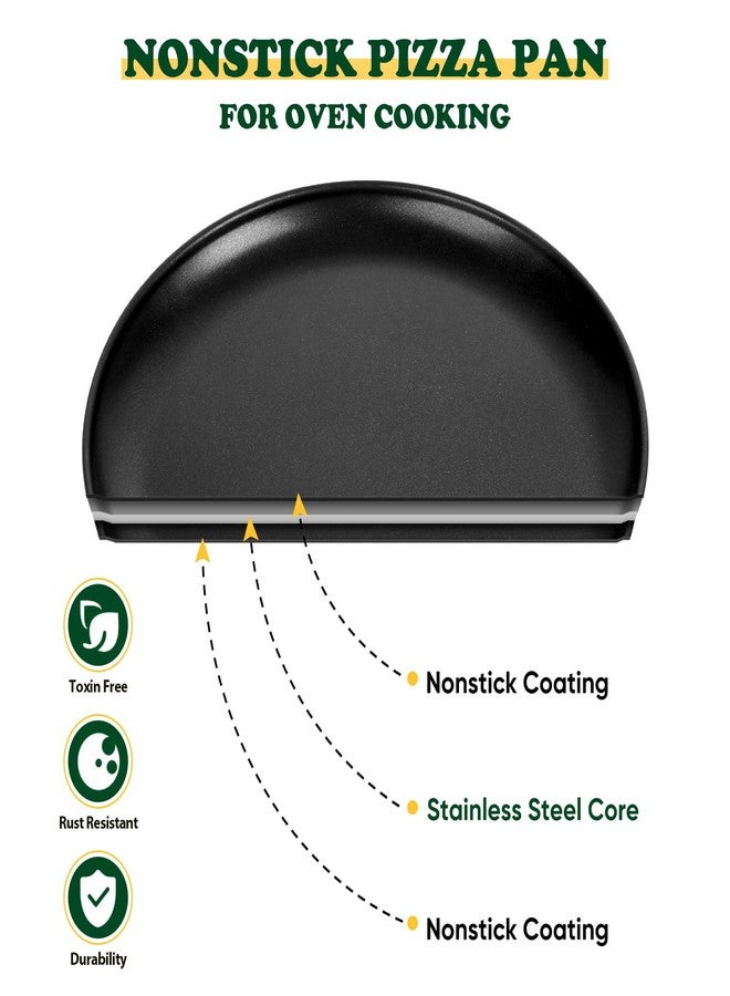 إي-فار طقم صواني بيتزا من إي-فار مقاس 12 بوصة (قطعتان)، صينية بيتزا غير لاصقة، صينية خبز دائرية معدنية للفرن، متينة وذات قلب من الفولاذ المقاوم للصدأ - Image 3