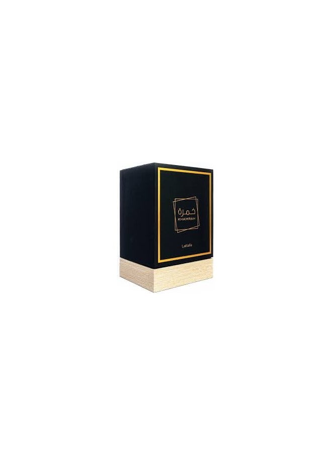 Lattafa Khamrah by Lattafa Perfumes is a spicy aromatic fragrance for women and men 100ml Spray Top Notes: Cinnamon, Nutmeg, Bergamot  - Image 1