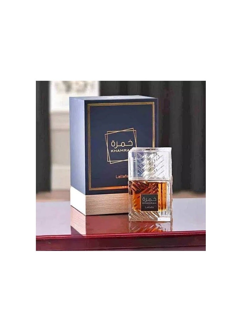 Lattafa Khamrah by Lattafa Perfumes is a spicy aromatic fragrance for women and men 100ml Spray Top Notes: Cinnamon, Nutmeg, Bergamot  - Image 2
