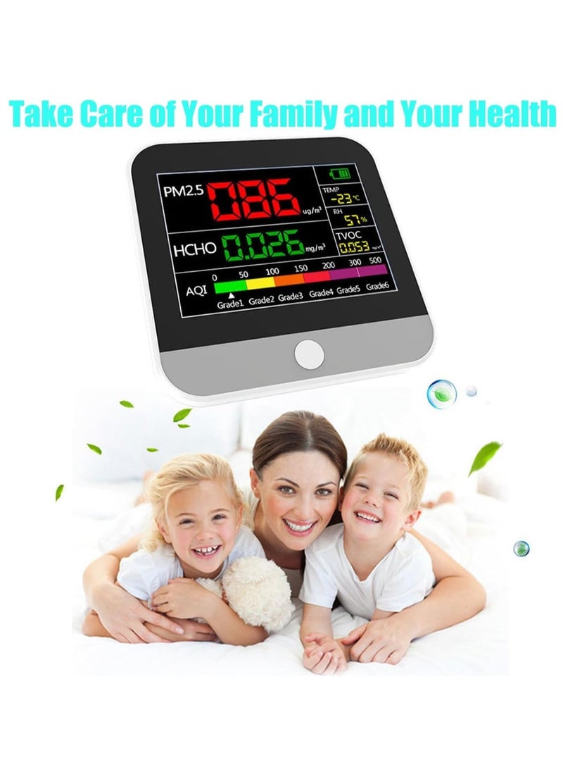 Generic - Air Quality Monitor, 9-in-1 Professional Air Quality Monitor PM2.5/PM10/CO2, Portable Temperature, Formaldehyde Detector, Humidity TVOC,Time Display Air Quality Tester, Confined Space Clean - Image 1