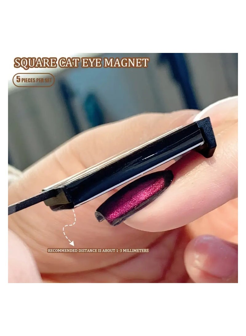 5-Piece Nail Magnet Set for Cat Eye Gel Polish, Professional Salon Quality Tools with Strong Magnetic Attraction, Heart & Wave Shaping Design Accessories Kit for Quick and Easy Nail Art. - Image 4