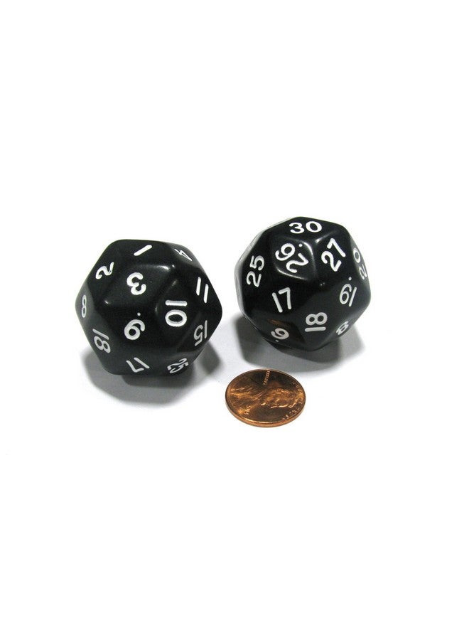 Koplow Games Set of 2 Triantakohedron D30 30 Sided 33mm Jumbo Dice - Black w White Numbers - Image 2