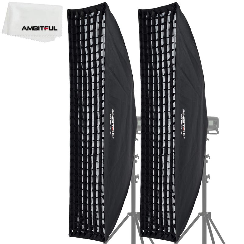 AMBITFUL 35x160cm 14x63 Honeycomb Grid Rectangular Softbox for Photo Strobe Studio Flash Softbox Bowens Mount 2PCS