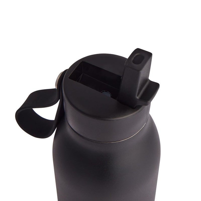 Manna Bonnie Modern Flip Insulated Stainless Steel Bottle with Straw Lid and Carrying Loop - 20 Oz - Onyx - Image 3