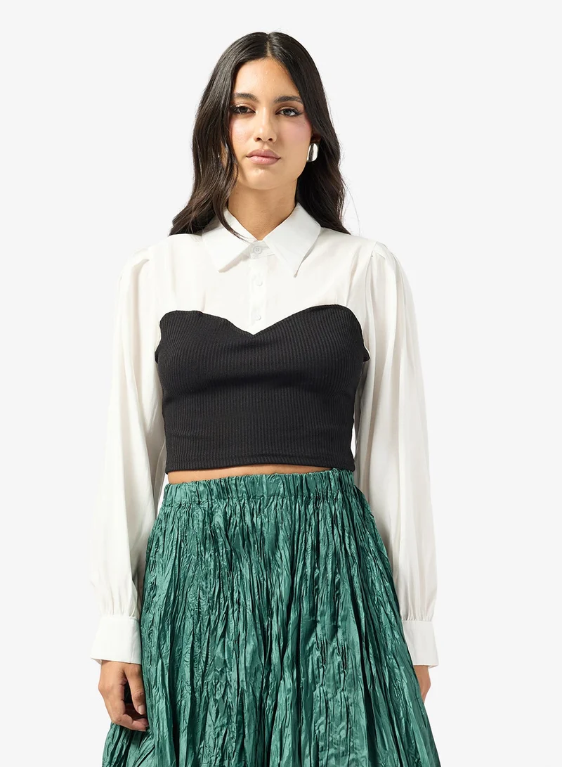 ايلا بلوزة بأكمام منفوخة مع تصميم كورسيه