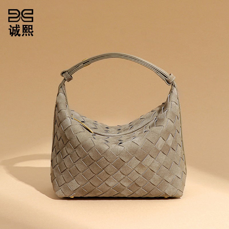 Autumn and Winter 2026 Frosted Woven Hand Carrying Lunch Box Bag Small All-match Mini Lunch Bag Women's Handbag - Image 2