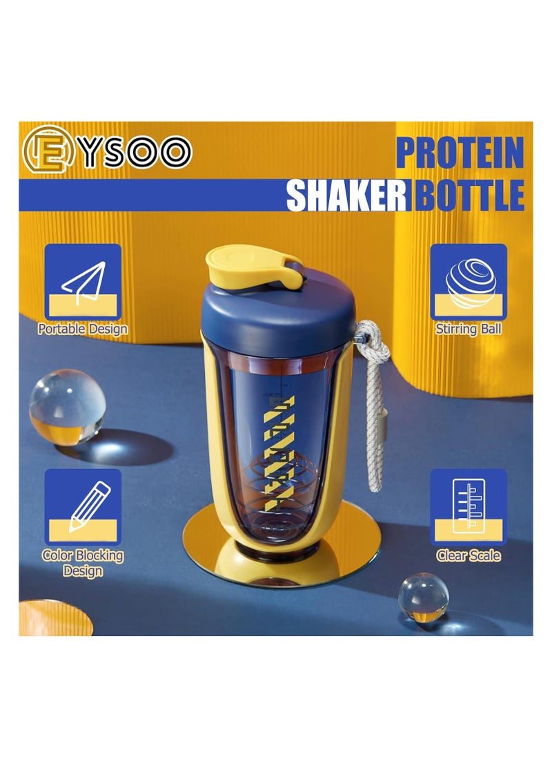 Bukela - Protein Shaker Bottle, Protein Drink Shaker Cup, 20 oz Shaker Bottle for Protein Mixtures, Leakproof, BPA Free Portable Protein Shaker Bottle Blender with Blender Ball for Gym Fitness (Yellow) - Image 1
