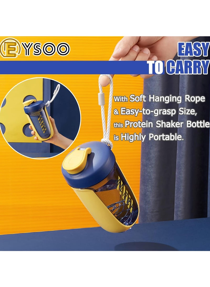 Bukela - Protein Shaker Bottle, Protein Drink Shaker Cup, 20 oz Shaker Bottle for Protein Mixtures, Leakproof, BPA Free Portable Protein Shaker Bottle Blender with Blender Ball for Gym Fitness (Yellow) - Image 1