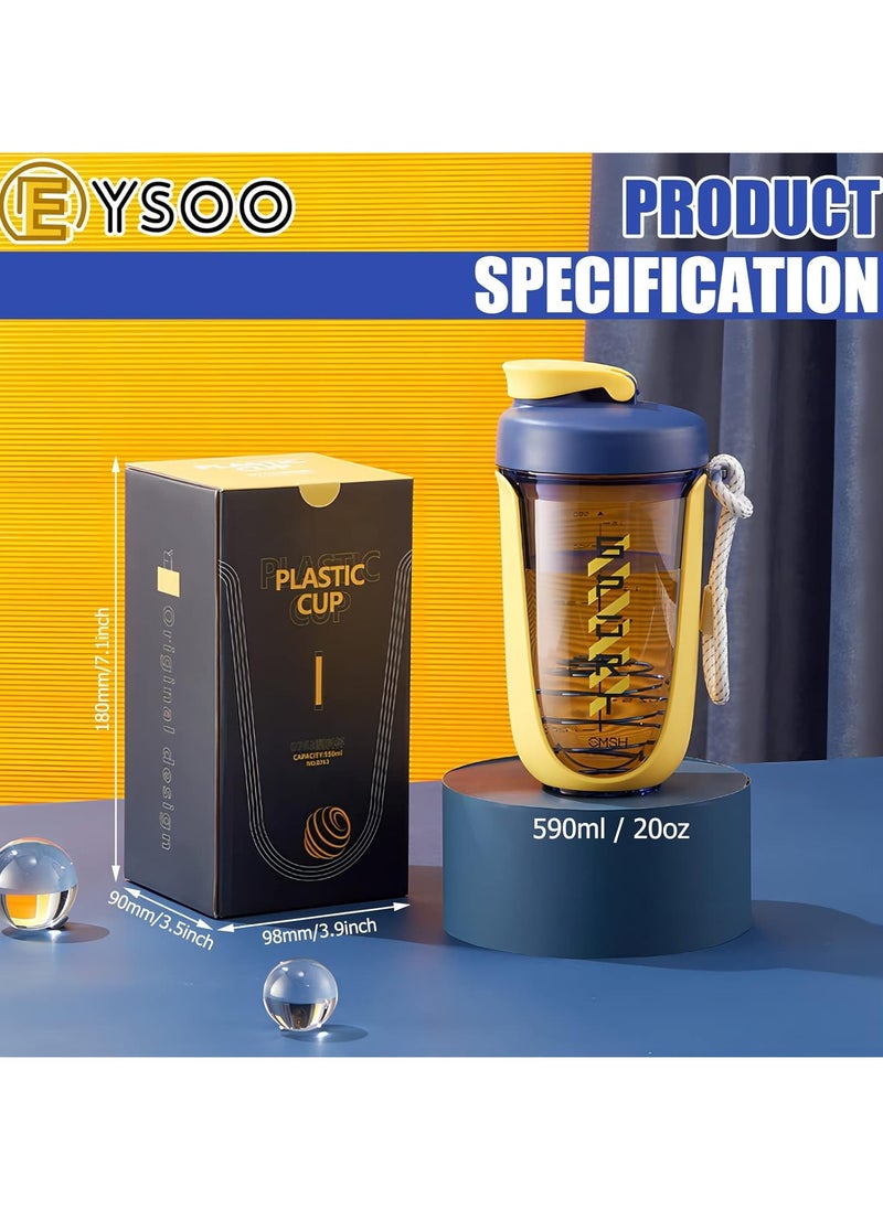 Bukela - Protein Shaker Bottle, Protein Drink Shaker Cup, 20 oz Shaker Bottle for Protein Mixtures, Leakproof, BPA Free Portable Protein Shaker Bottle Blender with Blender Ball for Gym Fitness (Yellow) - Image 1