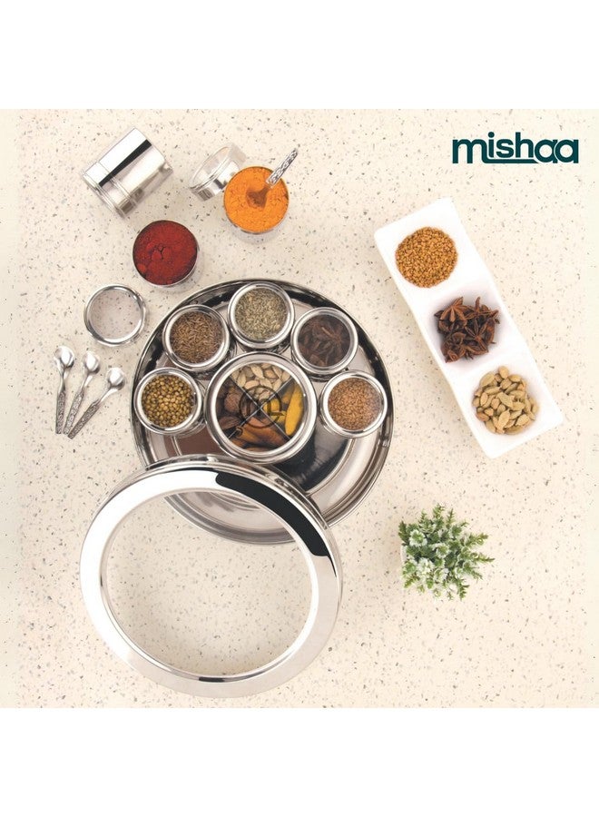 Mishaa 12 In 1 Stainless Steel Masala Box for Kitchen, Stylish Spice Box & Durable Spice Storage Solution, Masala Box with 12 Containers, Spice Container for Kitchen Organizer, Popula Dabba, Size-13 - Image 2