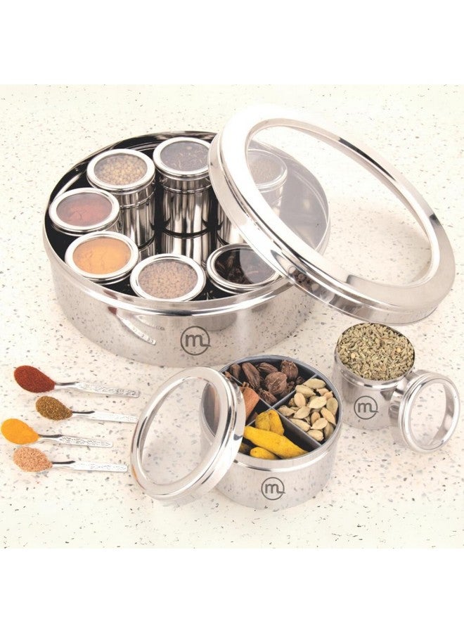 Mishaa 12 In 1 Stainless Steel Masala Box for Kitchen, Stylish Spice Box & Durable Spice Storage Solution, Masala Box with 12 Containers, Spice Container for Kitchen Organizer, Popula Dabba, Size-13 - Image 1