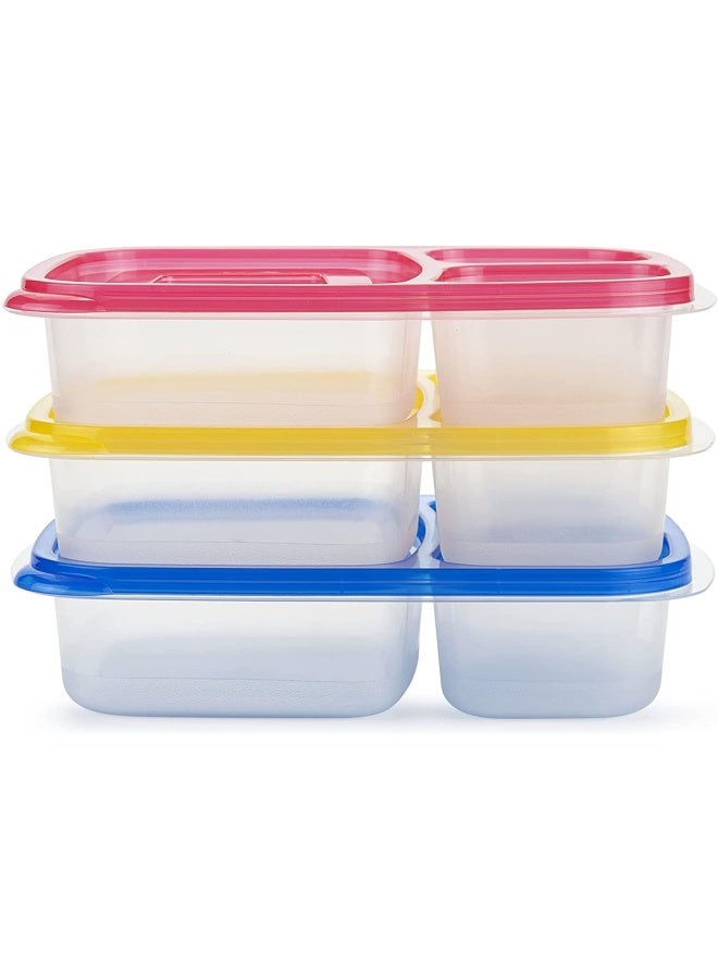Premify 3 Pack Bento Lunch Box With 3 Compartments, Meal Prep Container, Bpa-Free Stackable Plastic Leakproof Food Storage Box, Microwave, Dishwasher & Freezer Safe - Image 5