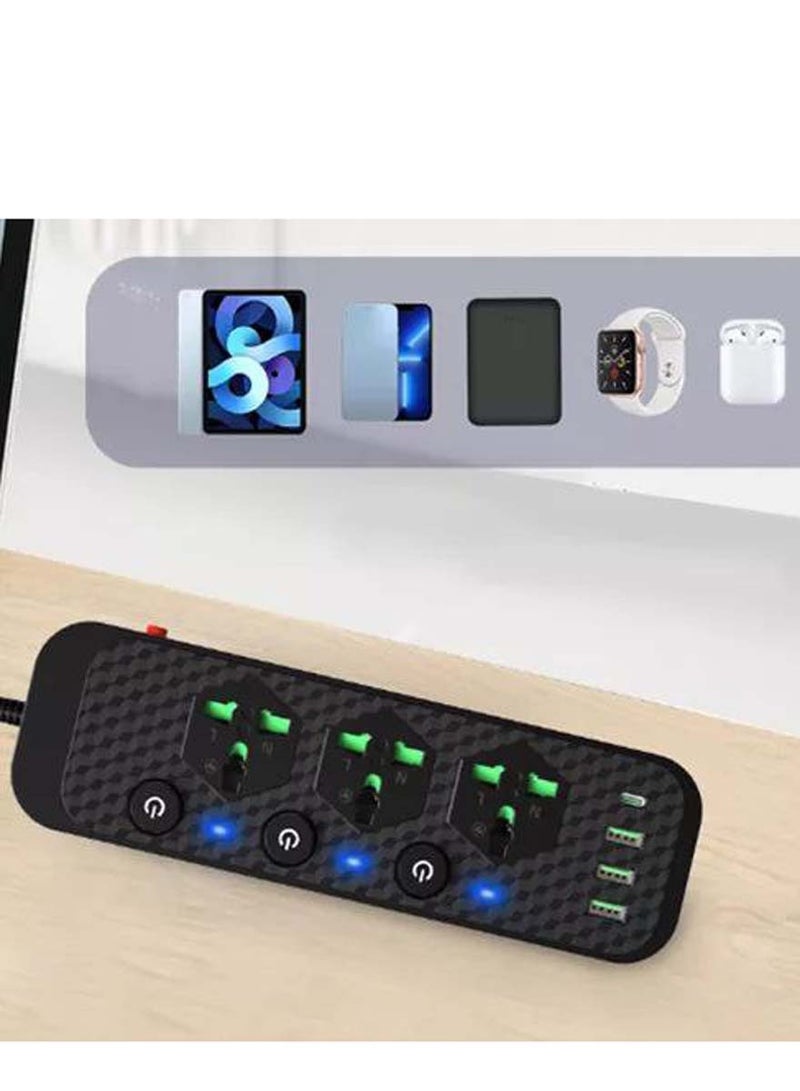 Standard plug smart home socket cus standard socket strip smart home socket with wire 16A power strip with multiple sockets 3 sockets 4 usb ports socket strip independent disjunctor dominate. - Image 2