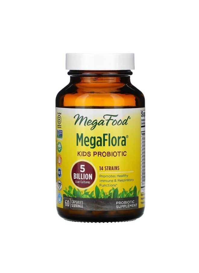 MegaFood Kids Probiotic MegaFlora 5 Billion CFU 60 Capsules  - Image 1