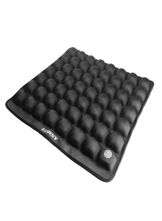 ANMSVI Air Inflatable Seat Cushion with Built-in Pump - Pressure Relief Wheelchair Cushion for Sciatica & Tailbone Pain - 441 lbs Capacity, Anti-Slip Pad for Car & Office Chair, 18x17 with Grey Cover - Image 1