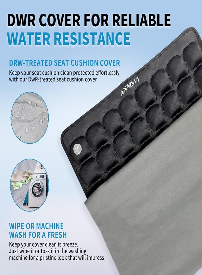 ANMSVI Air Inflatable Seat Cushion with Built-in Pump - Pressure Relief Wheelchair Cushion for Sciatica & Tailbone Pain - 441 lbs Capacity, Anti-Slip Pad for Car & Office Chair, 18x17 with Grey Cover - Image 5