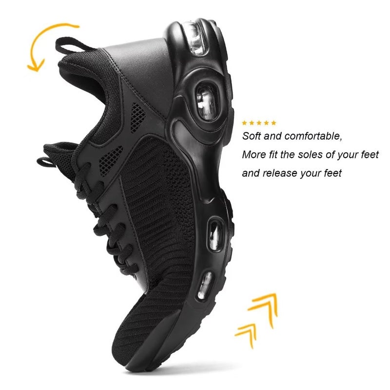 Kapsen Mens Low Top Walking Shoes Lightweight Breathable Non Slip Air Running Shoes Comfortable Fashion Sneakers Workout Casual Black - Image 3