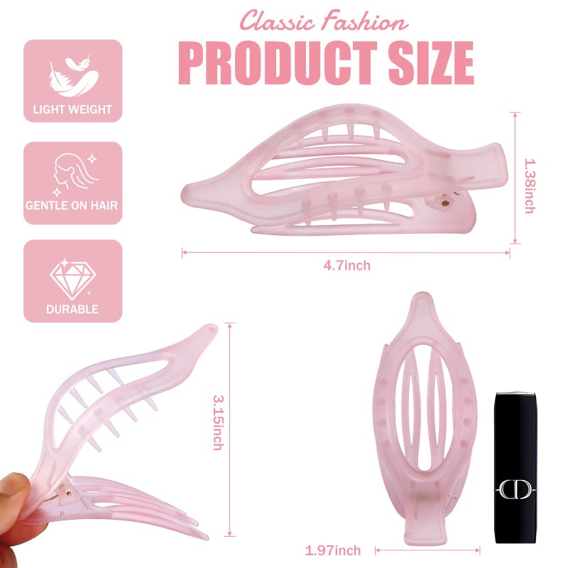 USDNICE Flat Hair Clips for Women - 6 PCS French Flat Claw Clips Medium Hair Clips for Girls Large Hair Claw Clips for Thick or Thin Hair Strong Hold No Slip Hair Accessories for women (Ice Cream) - Image 3