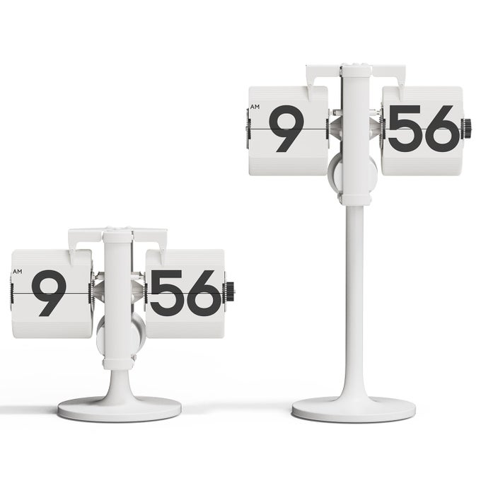 STANDING HEIGHT ADJUSTABLE FLIP DESK CLOCK WHITE RETRO VINTAGE ANALOG DESIGN FLIP CLOCK STANDING CLOCK BATTERY OPERATED FOR HOME LIVING ROOM OFFICE SCHOOL HOTEL