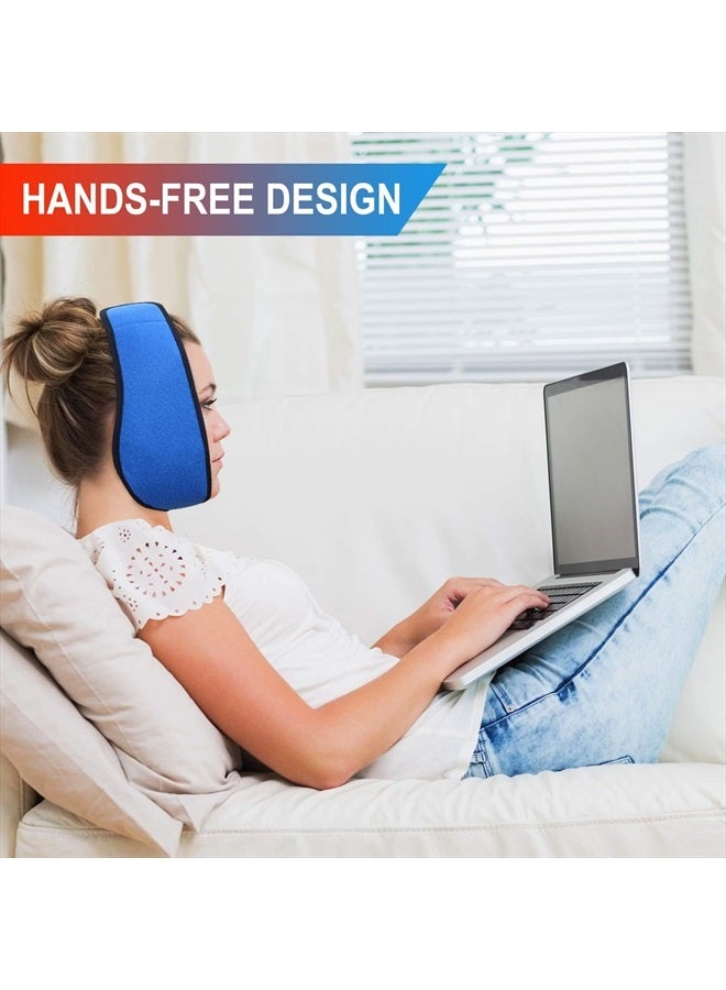 Face Ice Pack Wrap for TMJ, Wisdom Teeth, with 4 Reusable Hot Cold Therapy Gel Packs, Pain Relief for Chin, Head, Oral and Facial Surgery, Dental Implants, Blue