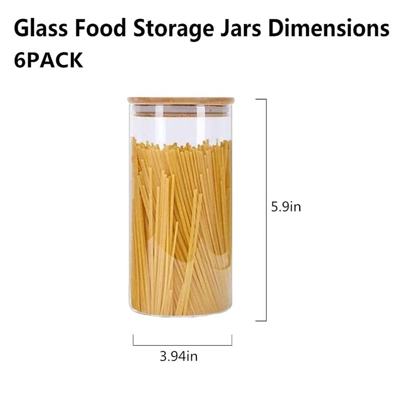 NeWine 1050ml Glass Food Storage Jars Containers Glass Storage Jar With Airtight Bamboo Lids Set Of 6 Kitchen Glass Canisters For Coffee Flour Sugar Candy Cookie Spice And More Clear - Image 2
