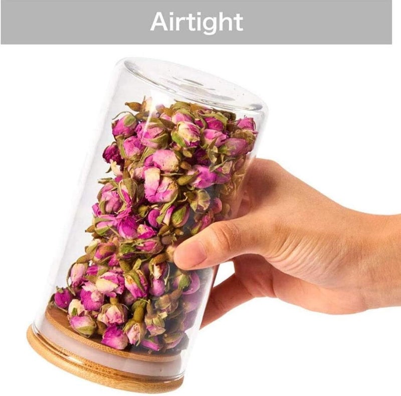 NeWine 1050ml Glass Food Storage Jars Containers Glass Storage Jar With Airtight Bamboo Lids Set Of 6 Kitchen Glass Canisters For Coffee Flour Sugar Candy Cookie Spice And More Clear - Image 4