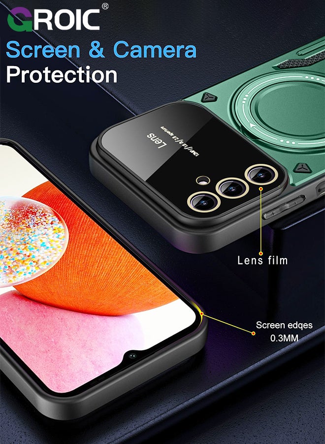 GROIC حافظة لهاتف سامسونج جالاكسي S24 بلس مع حامل حلقي مغناطيسي قابل للدوران 360 درجة، غطاء هاتف بتصميم نافذة كبيرة متوافق مع ماجسيف، غطاء هاتف مقاوم للصدمات من الدرجة العسكرية لهاتف S24 بلس 6.6 بوصة - Image 5