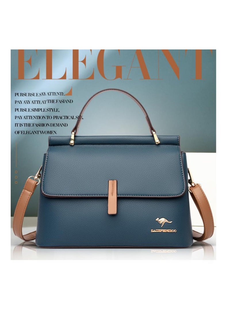 كانجرو نسيج حقيبة الكتف الأنيق الأنيق حساسة متعددة جيب سحر عالية الجودة النسيج قدرة كبيرة سيدة حقيبة يد / أمي / خدر هدية الأزرق - Image 2