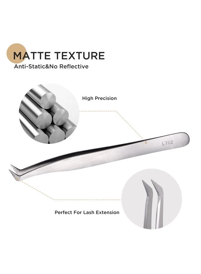 LASHVIEW Lash Tweezer, High Precision Stainless Steel Volume Eyelash Tweezers, Eyelash Extension Tweezers for Profissional Grafting lash Extension, LT02 - Image 3