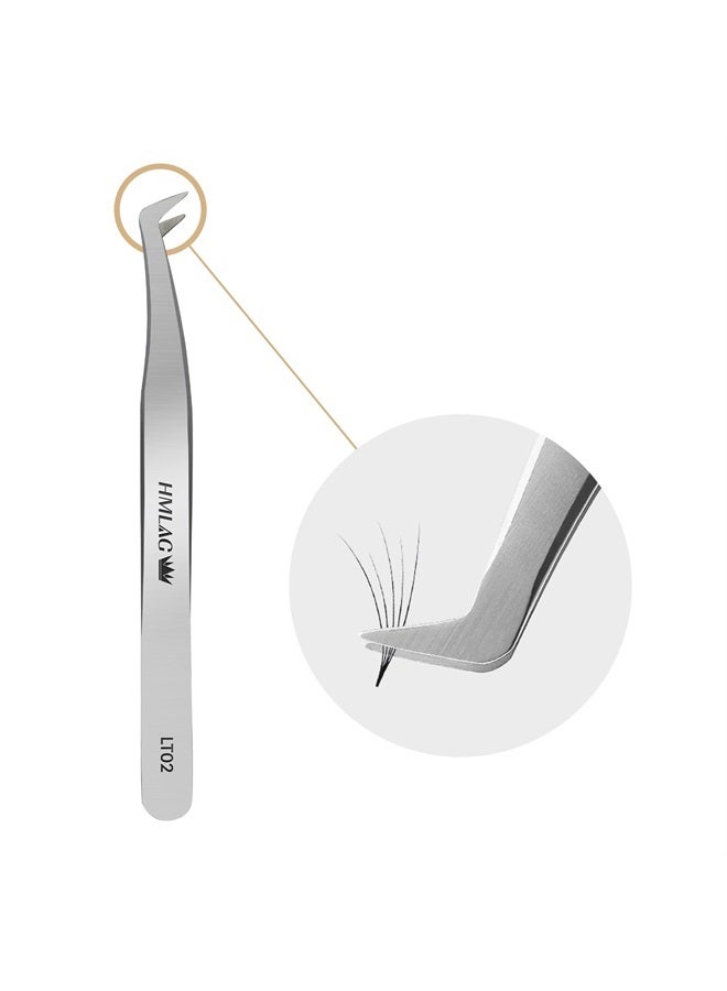 LASHVIEW Lash Tweezer, High Precision Stainless Steel Volume Eyelash Tweezers, Eyelash Extension Tweezers for Profissional Grafting lash Extension, LT02 - Image 1