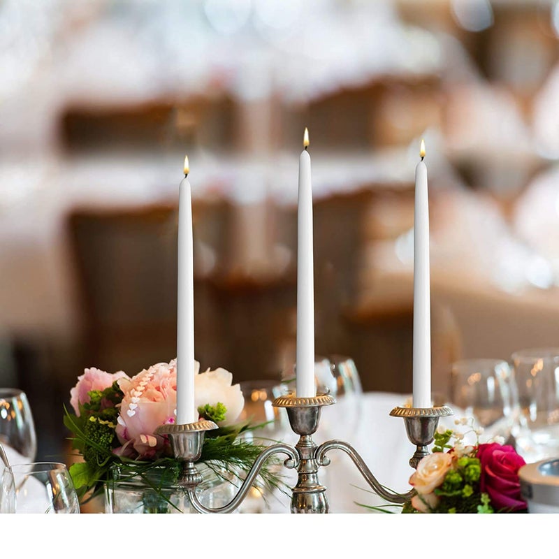 Kuber Selection Pack of 10 Pcs Premium Pure White Taper Candles 10 Inch, White Household Candle (10 Inch) (Pack of 10 Pcs) - Image 3