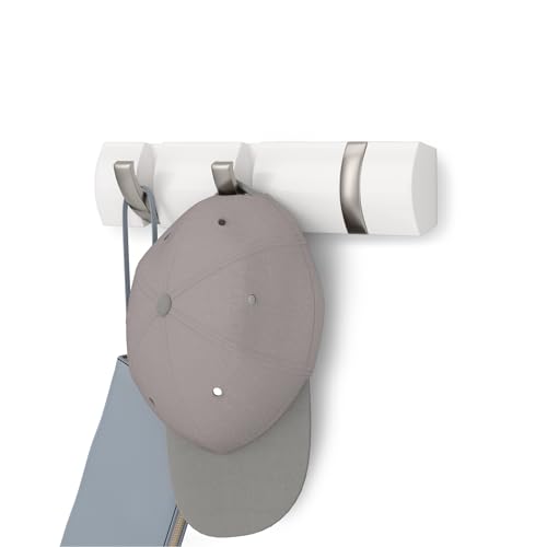 Umbra Flip WallMounted Coat Rack Rail Hook for Hats Jackets Bags and More  Modern SpaceSaving Storage Organizer for Entryway Mudroom Closet Bathroom Bedroom Kids Room or Nursery 3 Hooks