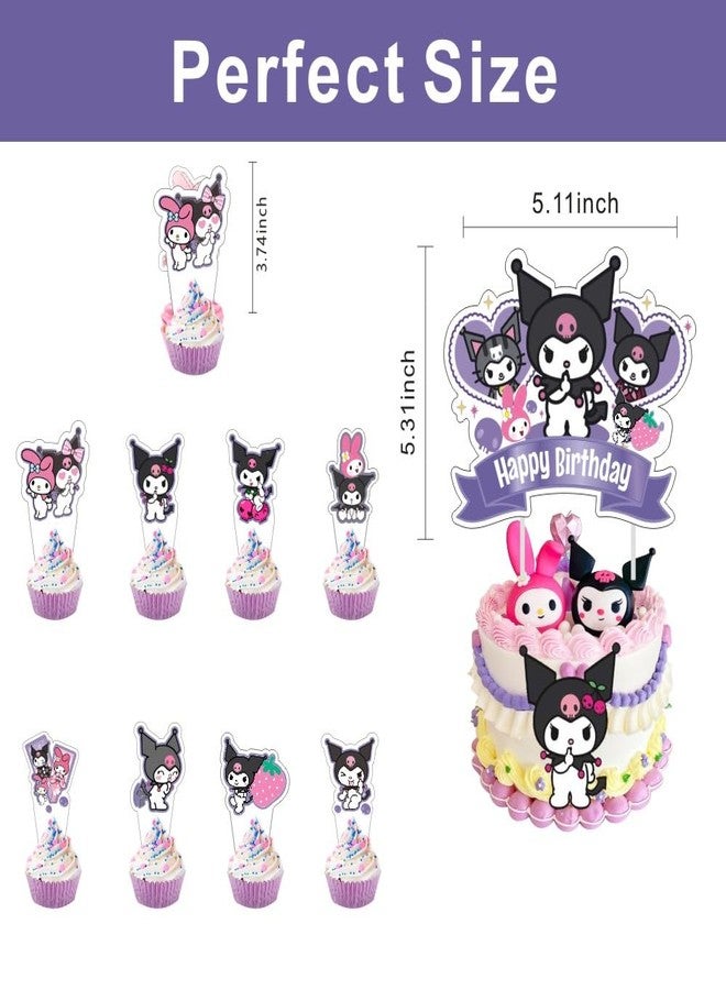ARHAVI 25 Pcs Cute Cake Topper and Cupcake Toppers Set Birthday Party Supplies for Kuromii Birthday Decorations - Image 4