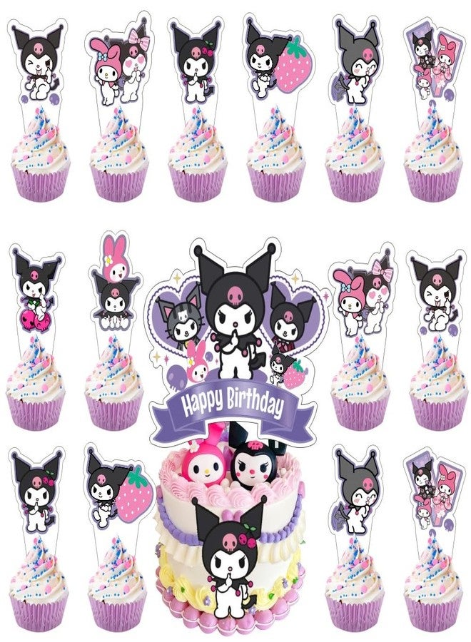 ARHAVI 25 Pcs Cute Cake Topper and Cupcake Toppers Set Birthday Party Supplies for Kuromii Birthday Decorations - Image 1