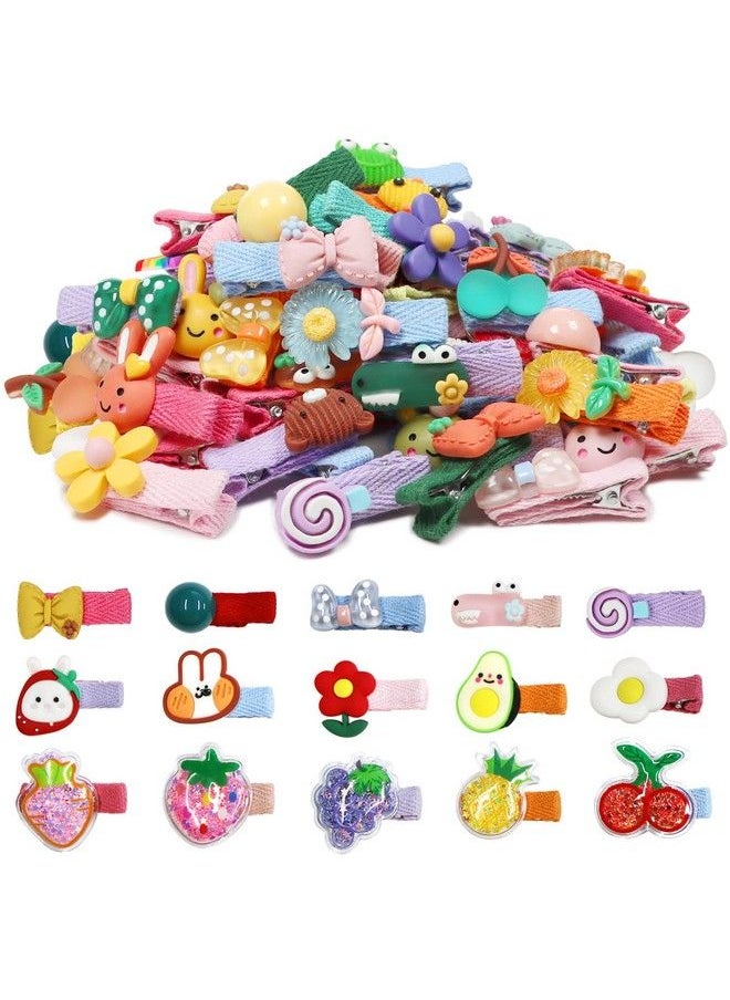 WillingTee - 60 Pieces Baby Girls Hair Clips Cute Animal Fruit Flower Pattern Fully Ribbon Lined Hair Clips For Baby Girls Infants Toddlers Kids Teens - Image 1