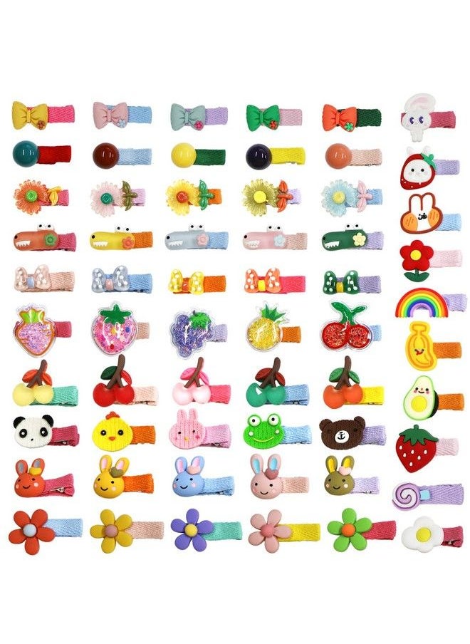 WillingTee - 60 Pieces Baby Girls Hair Clips Cute Animal Fruit Flower Pattern Fully Ribbon Lined Hair Clips For Baby Girls Infants Toddlers Kids Teens - Image 1