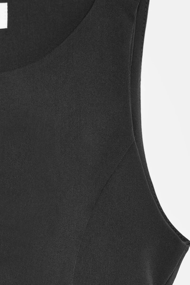 Dilvin Black DILVIN Fitted Sleeveless Crepe Peplum Blouse for Women | Best Price UAE