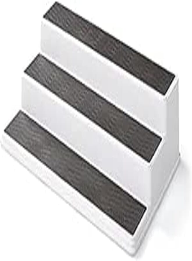 Copco 2555-0188 Non-Skid 3-Tier Spice Pantry Kitchen Cabinet Organizer, 15-Inch, White/Gray