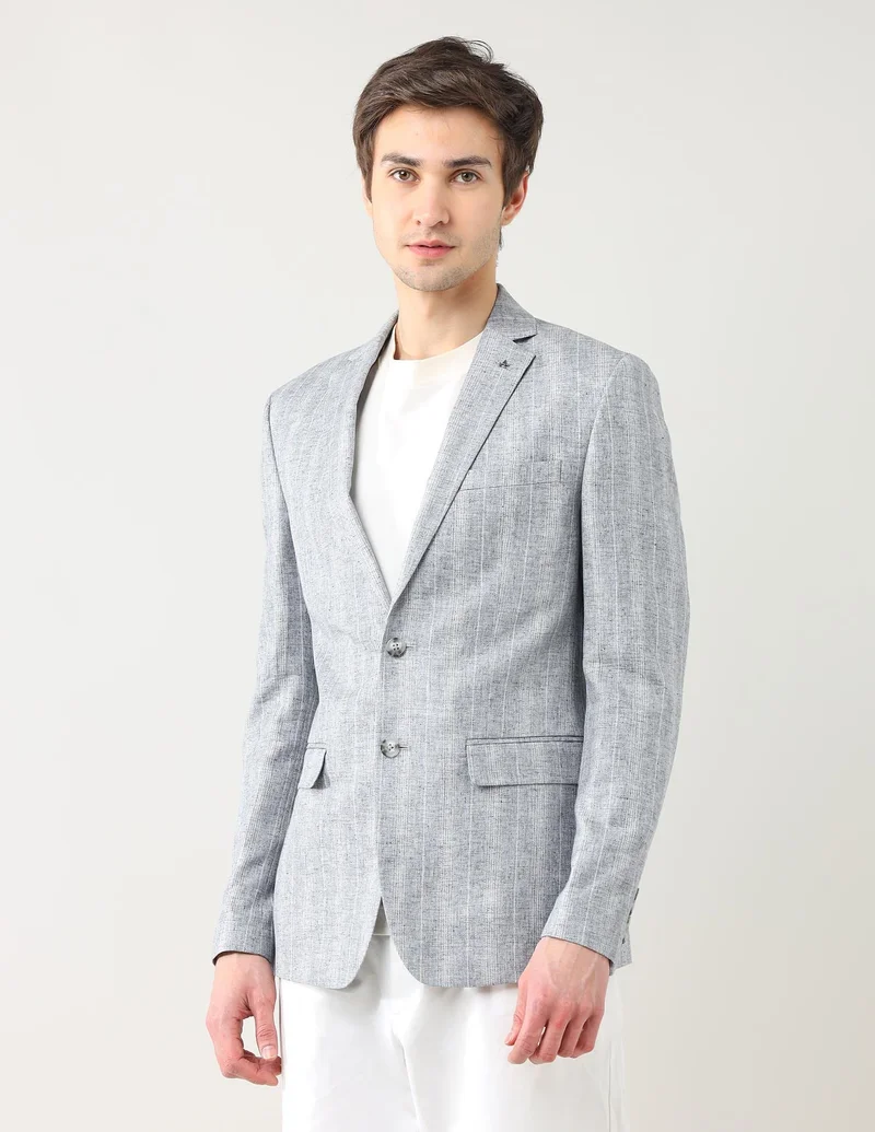Arrow Grey Vertical Striped Tailored Fit Blazer for Men | Best Price UAE