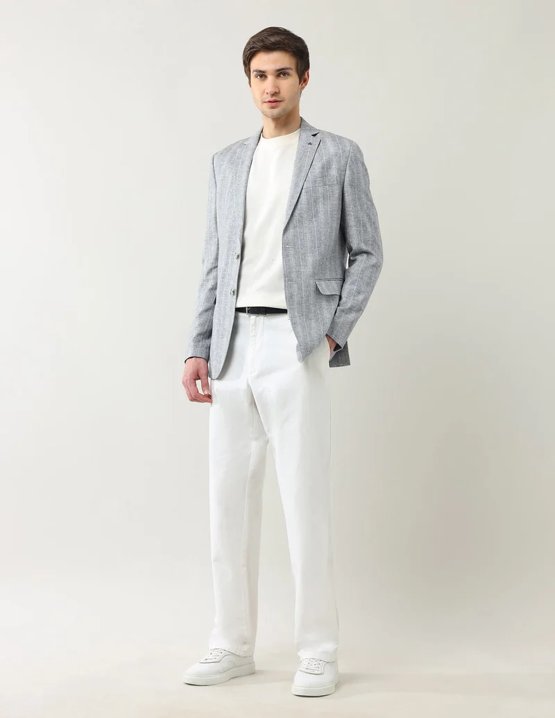 Arrow Grey Vertical Striped Tailored Fit Blazer for Men | Best Price UAE