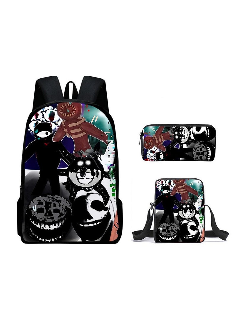 Children's leisure load reducing large capacity printed backpack for elementary school students, 3-piece set - Image 1